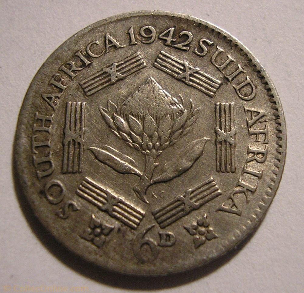George VI - 6 Pence 1942 - South Africa monnaie monde afrique du sud george vi 6 pence 1942 south africa