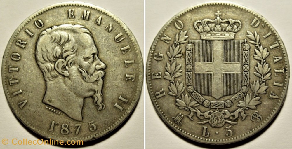 monnaies monde italie 1875 regno italia 5 lire milano vittorio emanuele ii ex 2