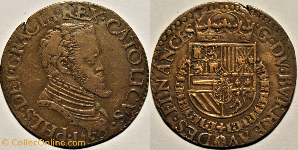 Philippe II - 1560, Jeton du Bureau des Finances - Pays-Bas Espagnols monnaies europe medievale philippe ii 1560 jeton du bureau des finances pays bas espagnols
