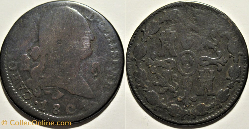 1804 - 8 Maravedis Segovia - Carlos IV de España monnaies monde espagne 1804 8 maravedis segovia carlos iv de espana