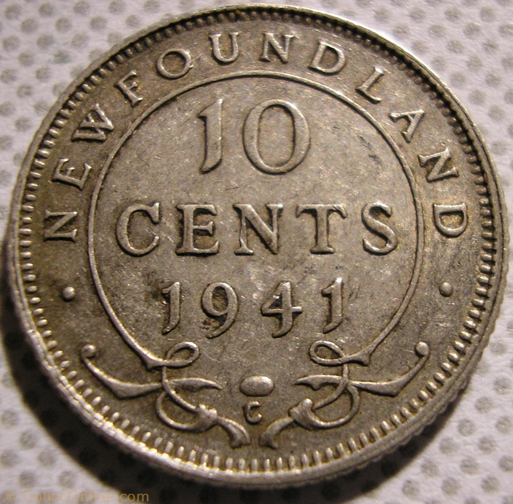 George VI - 10 Cents 1941C Newfoundland (ex.3) monnaie monde canadum george vi 10 cents 1941c newfoundland ex 3