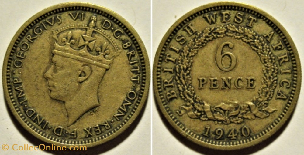 George VI - 6 Pence 1940 - West Africa monnaies monde afrique occidentale britannique george vi 6 pence 1940 west africa