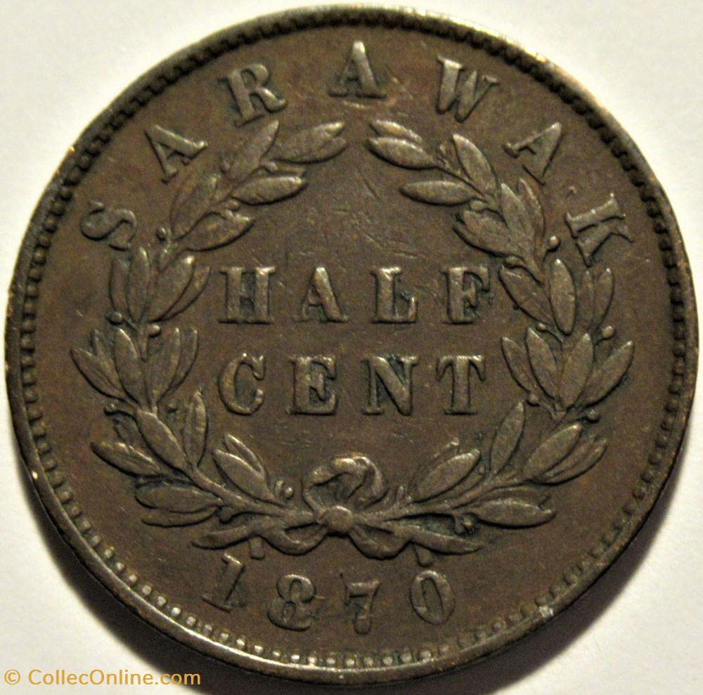 Charles Brooke - Half Cent 1870 (ex.2) monnaies monde malaisie charles brooke half cent 1870 ex 2