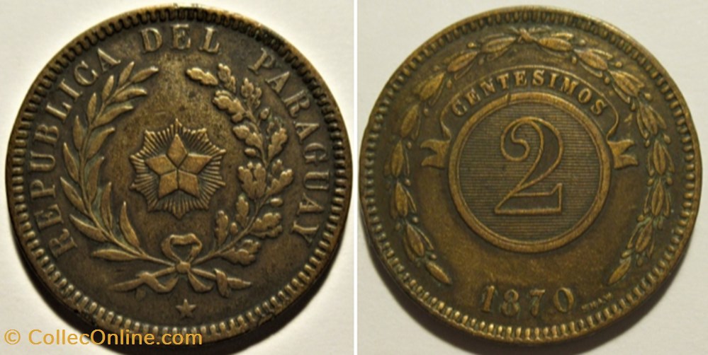 Paraguay - 2 Centésimos 1870 (ex.2) monnaies monde uruguay paraguay 2 centesimos 1870 ex 2