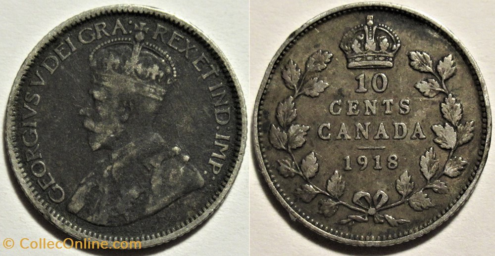 George V - 10 Cents 1918 monnaies monde canada george v 10 cents 1918