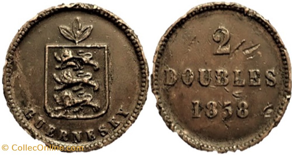 monnaies monde ile de guernesey states of guernsey 2 doubles 1858
