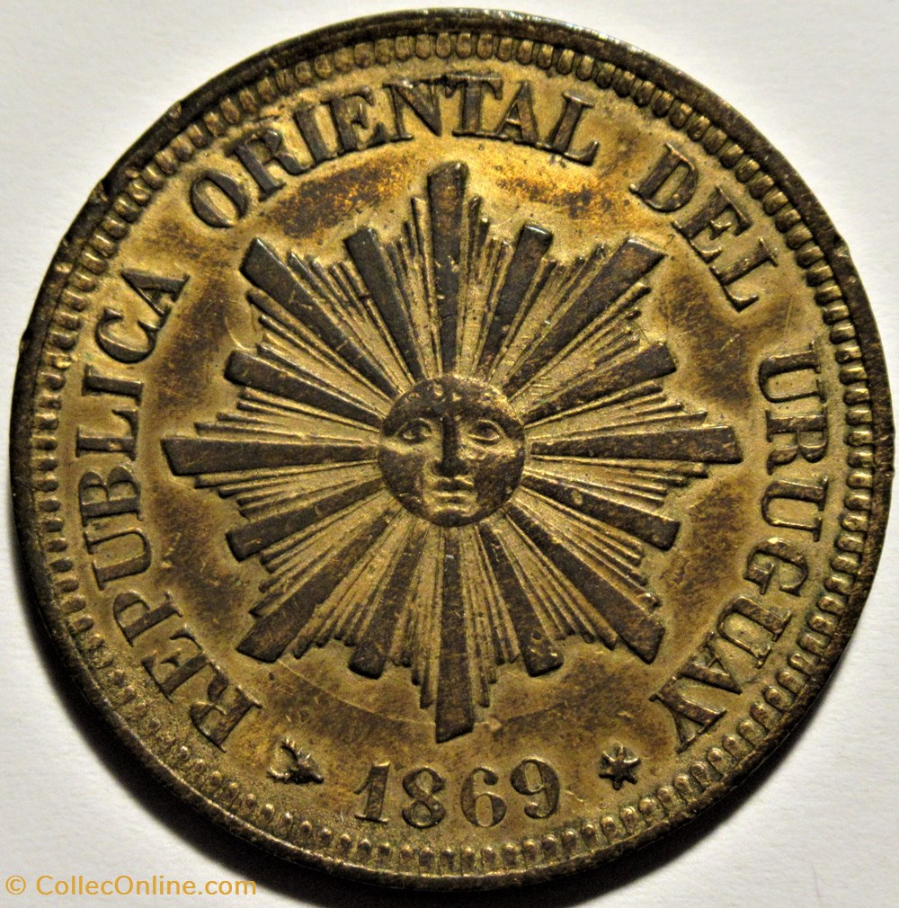Uruguay - 2 Centésimos 1869 Heaton (ex.2) 2 monnaies monde uruguay 2 centesimos 1869 heaton ex 2