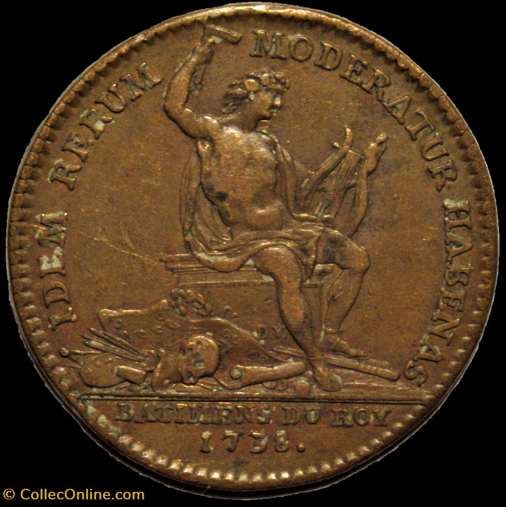 Louis XV - 1738, Jeton - Bâtiments du Roi monnaies paranumismatique jetons poids louis xv 1738 jeton batiments du roi