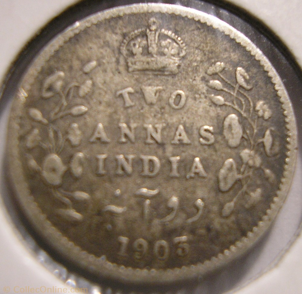 Edward VII - Two Annas 1903 - British India 3 monnaie monde inde edward vii two annas 1903 british india