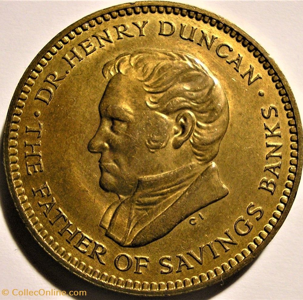 Dr. Henry Duncan - Week of Savings Banks Token 1960 2 monnaie jeton mereaux dr henry duncan week of savings banks token 1960