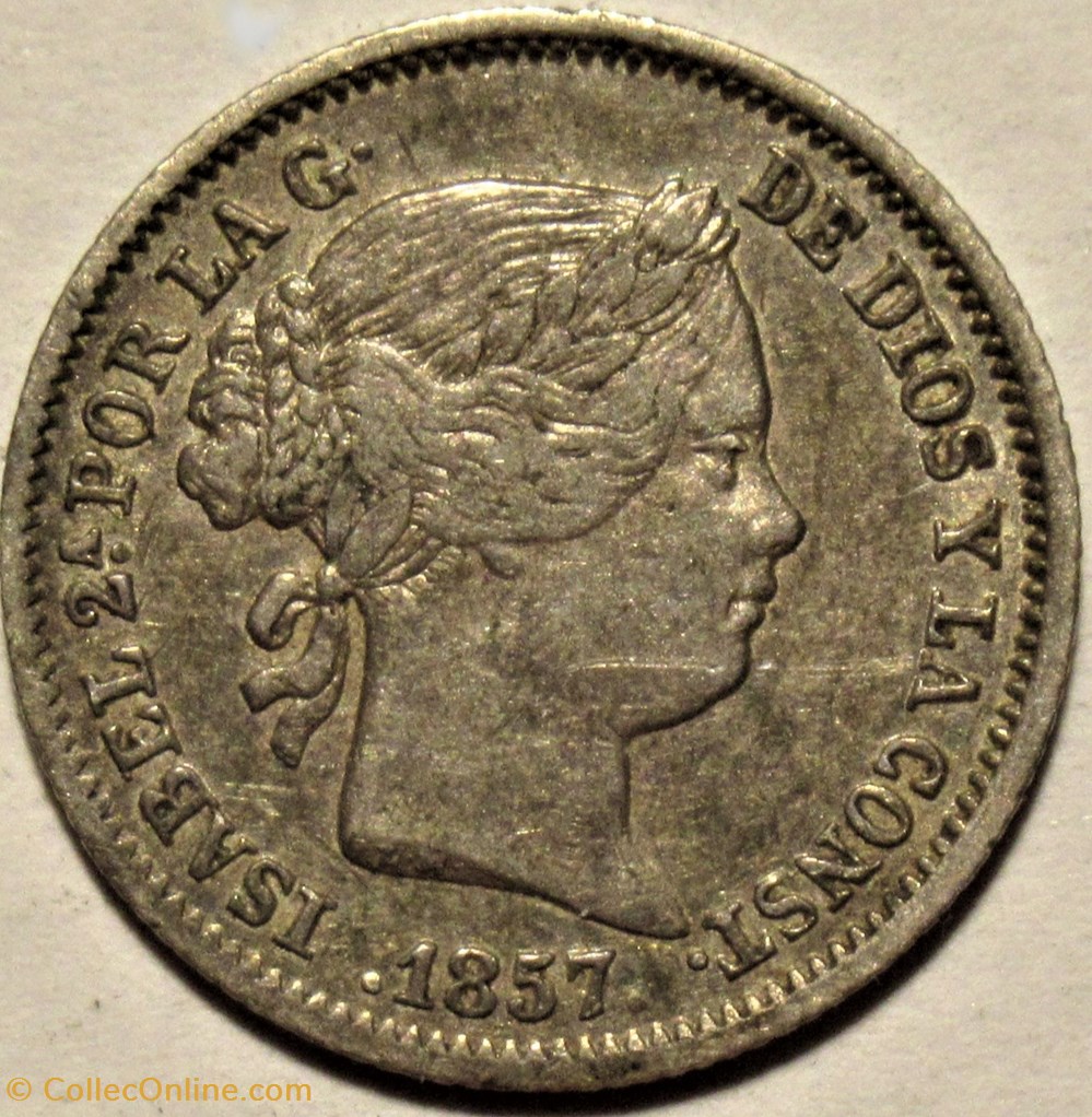 1857 Madrid - 1 Real - Isabel II de España monnaies monde espagne 1857 madrid 1 real isabel ii de espana