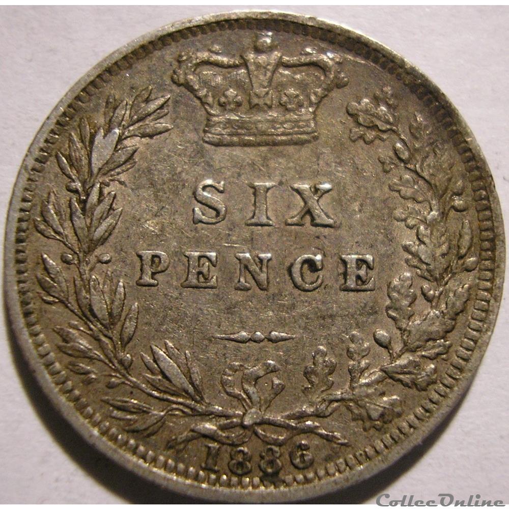 Victoria - Sixpence 1886 Kingdom of Great Britain monnaies monde royaume uni victoria sixpence 1886 kingdom of great britain