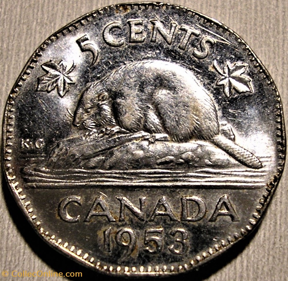 Elizabeth II - 5 Cents 1953 monnaie monde canadum elizabeth ii 5 cents 1953