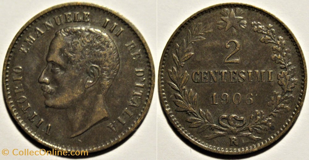 1906 Regno d'Italia, 2 Centesimi, Roma - Vittorio Emanuele III - Filled Die monnaies monde italie 1906 regno italia 2 centesimi roma vittorio emanuele iii filled die