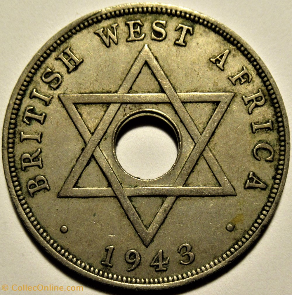 monnaies monde nigeria george vi one penny 1943 west africa cuds error