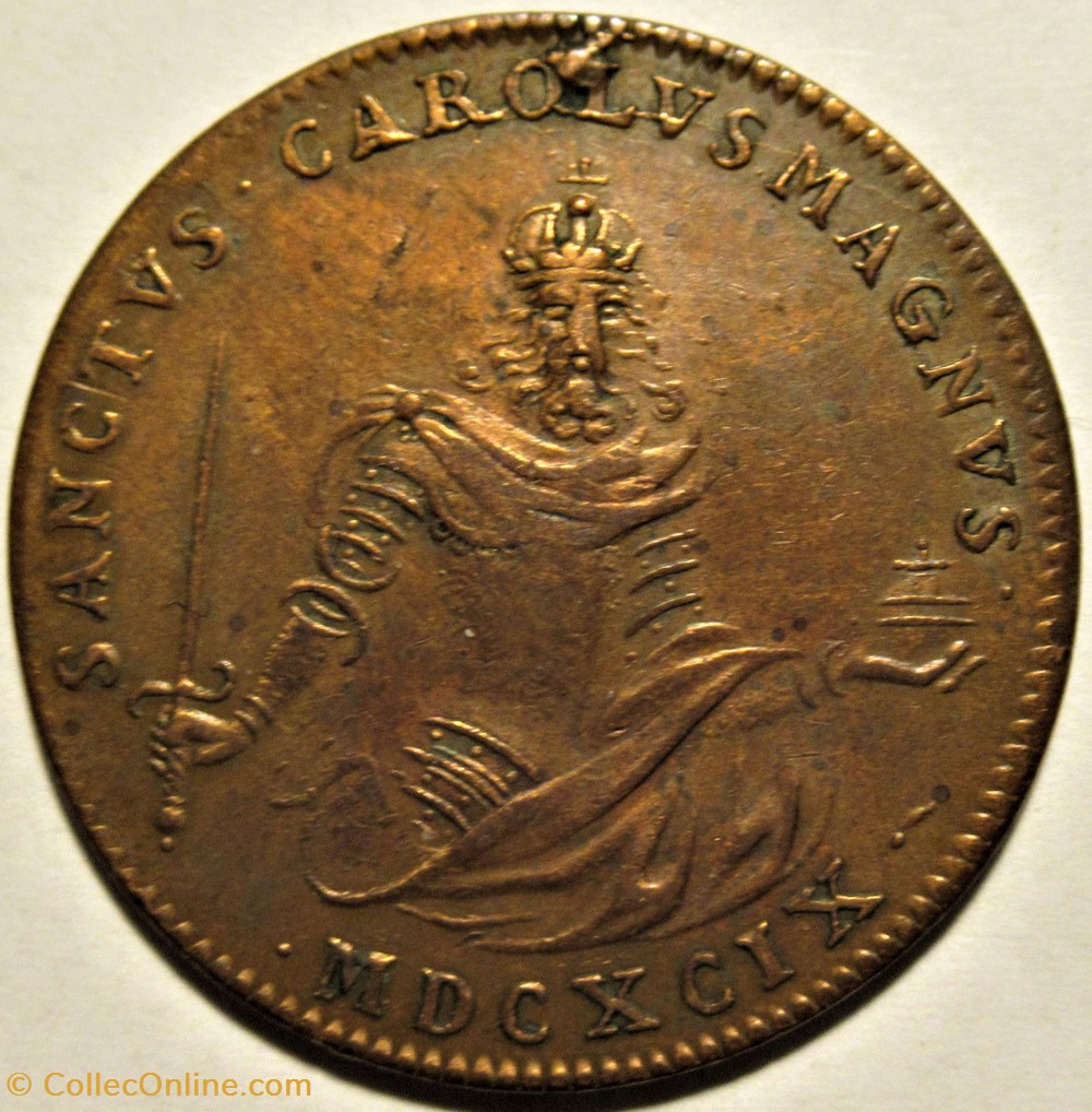 Louis XIV - 1699 Charlemagne, jeton G.Maîtres Université de Paris 2 monnaies paranumismatique jetons poids louis xiv 1699 charlemagne jeton g maitres universite de paris