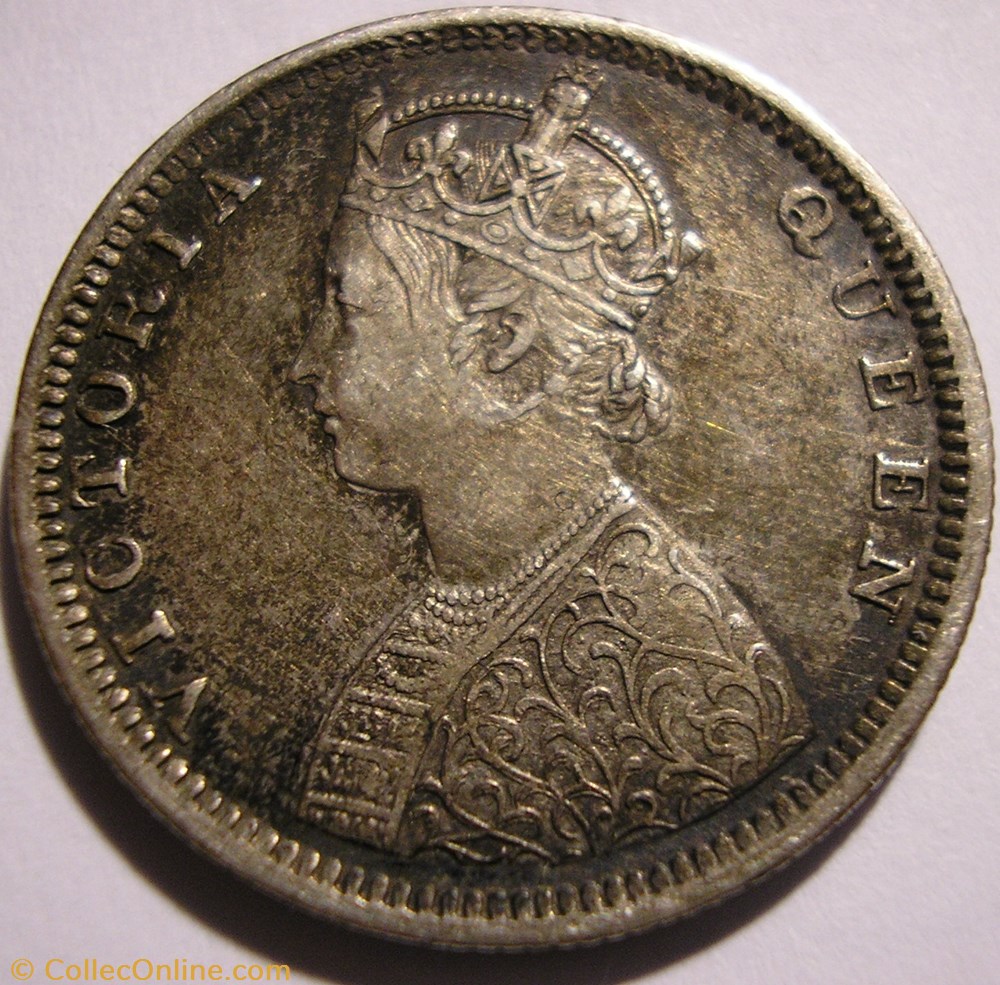 Victoria - Half Rupee 1874 Bombay - British India monnaies monde inde victoria half rupee 1874 bombay british india