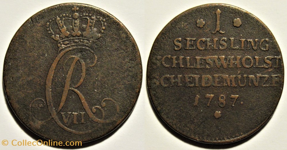Duchy of Schleswig-Holstein - 1 Sechsling 1787 - Christian VII Denmark monnaies monde allemagne duchy of schleswig holstein 1 sechsling 1787 christian vii denmark