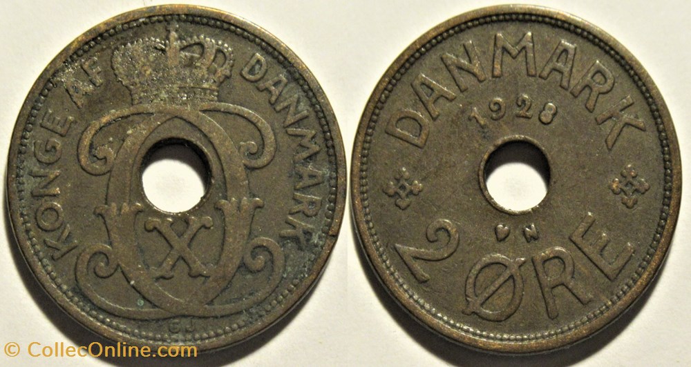 Christian X Denmark - 2 Øre 1928 monnaies monde danemark christian x denmark 2 re 1928