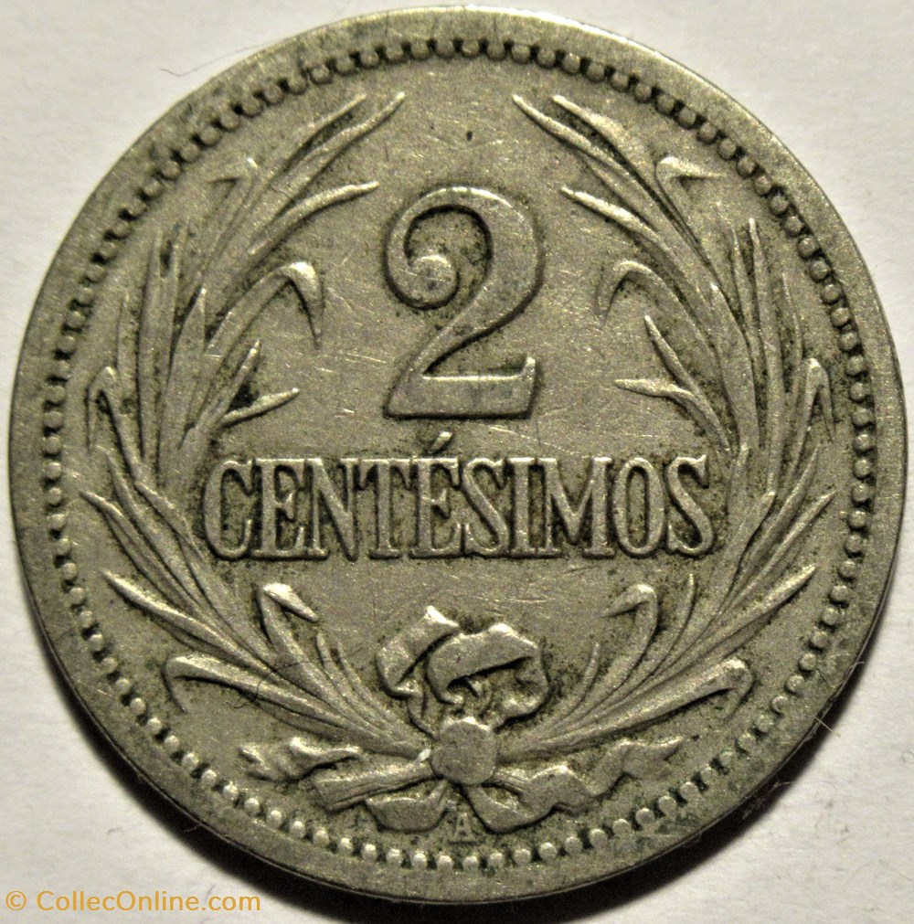 Uruguay - 2 Centésimos 1901 A 3 monnaies monde uruguay 2 centesimos 1901 a