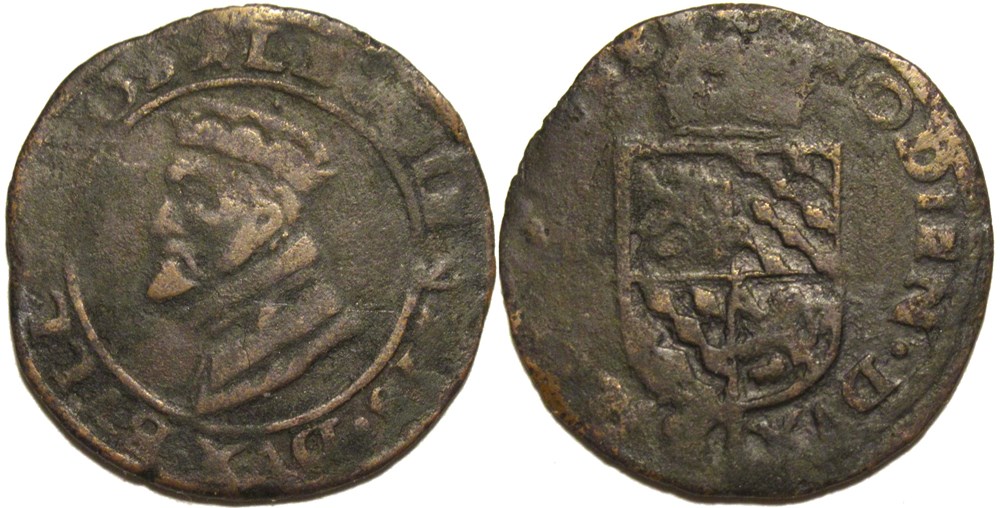Ernest de Bavière, 1 Liard - Principauté Épiscopale de Liège monnaies europe medievale saint empire romain germanique ernest de baviere 1 liard principaute episcopale de liege