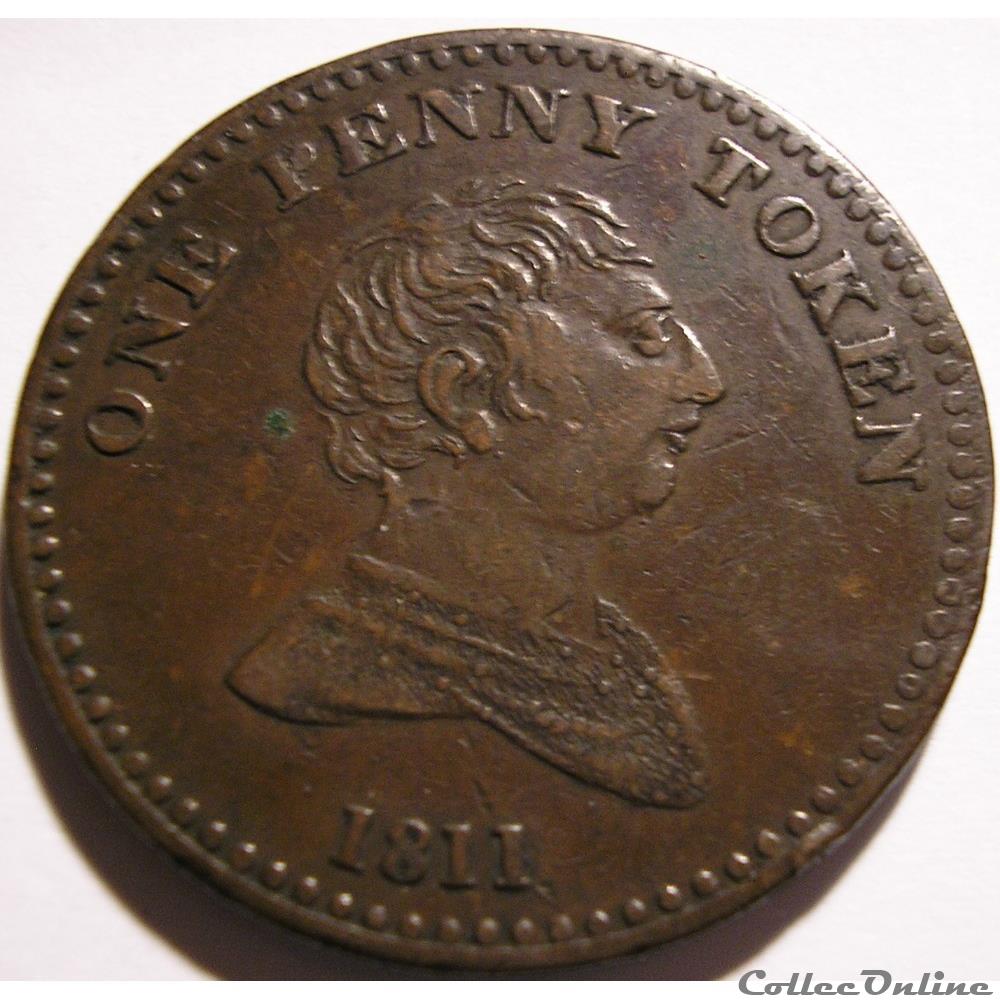 1811 One Penny Token, George III - Bilston, Staffordshir 3 monnaie monde royaume uni 1811 one penny token george iii bilston staffordshir