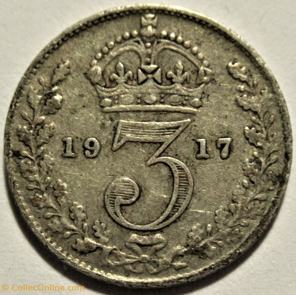George V - 3 Pence 1917 - United Kingdom 3 monnaies monde royaume george v 3 pence 1917 united kingdom