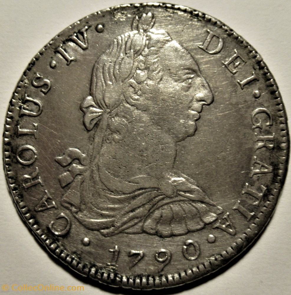 Peru - 8 Reales 1790 Lima - Carlos IV de España 2 monnaies monde perou peru 8 reales 1790 lima carlos iv de espana
