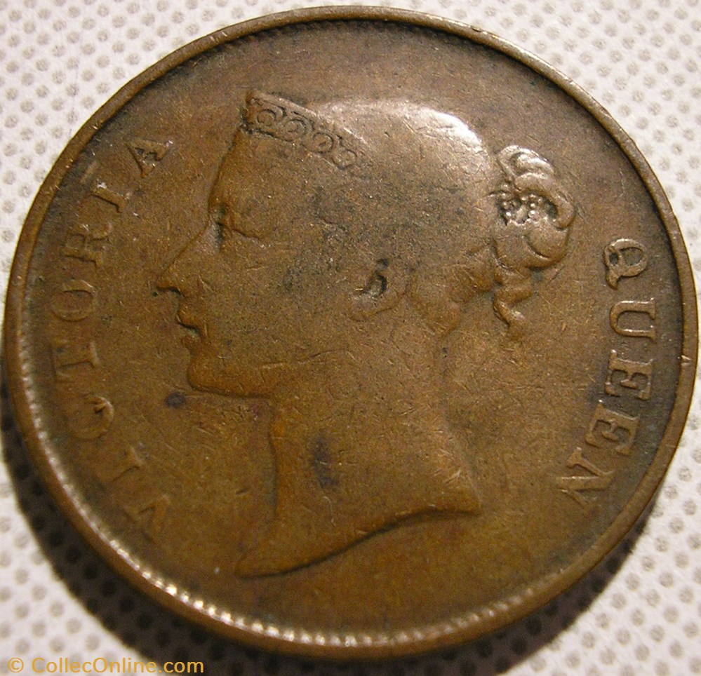 Queen Victoria - One Cent 1845 - Straits Settlements, Malaysia (ex.2) monnaie monde malaisie queen victoria one cent 1845 straits settlements malaysia ex 2