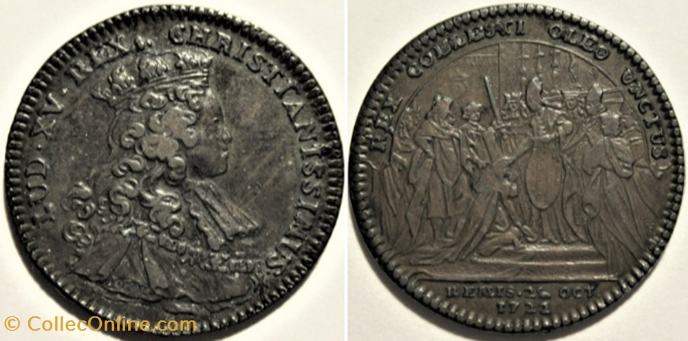 Louis XV - 1722, Jeton du Sacre à Reims monnaies paranumismatique jetons poids louis xv 1722 jeton du sacre a reims