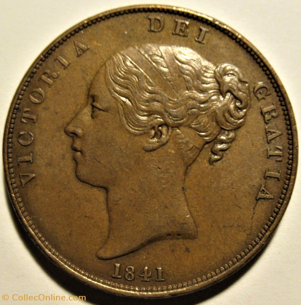 Victoria - One Penny 1841 - Kingdom of Great Britain (ex.2) 2 monnaies monde royaume uni victoria one penny 1841 kingdom of great britain ex 2