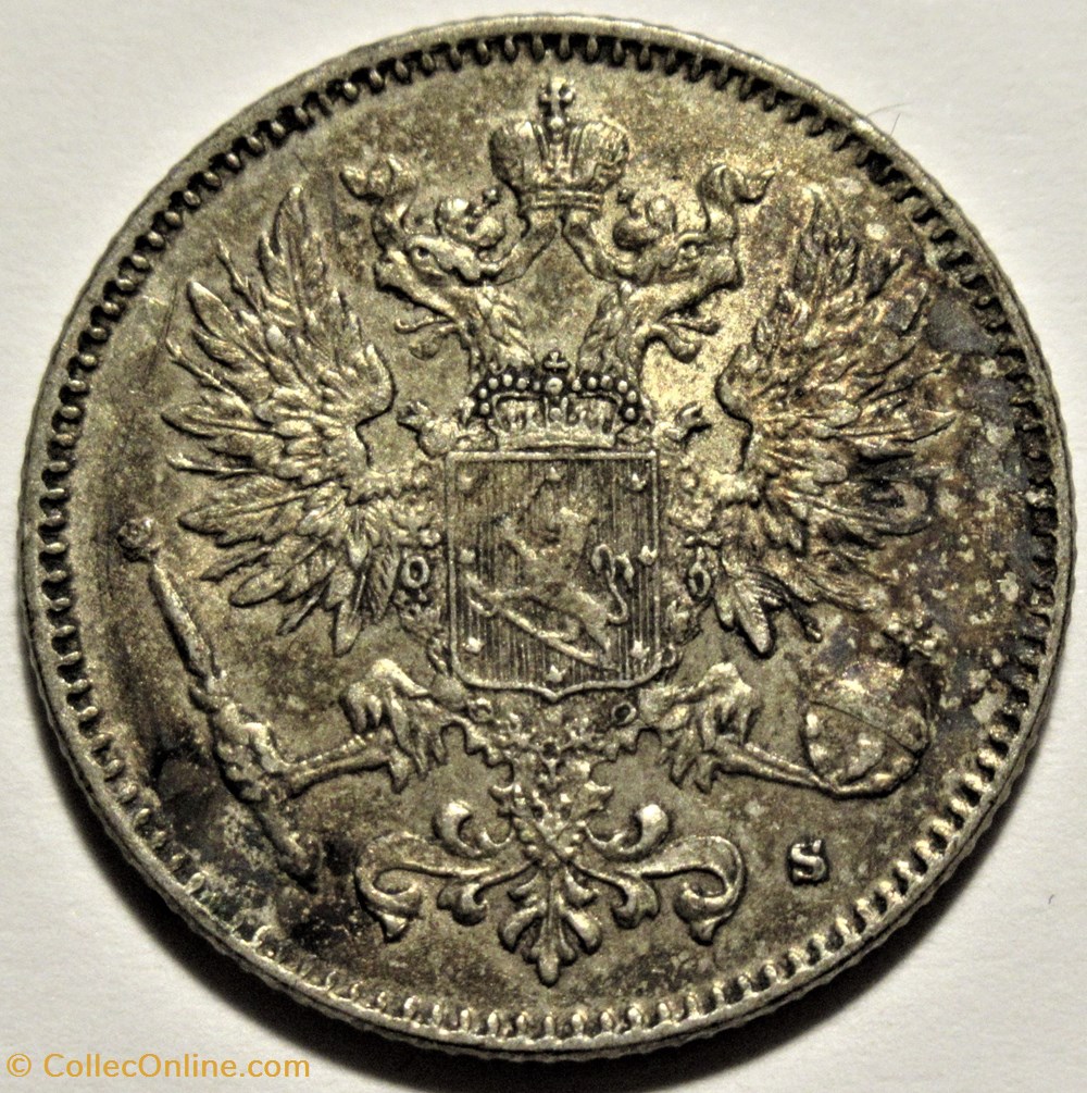 Nicholas II of Russia - 50 Penniä 1916, Grand Duchy of Finland 2 monnaies monde finlande nicholas ii of russia 50 pennia 1916 grand duchy of finland