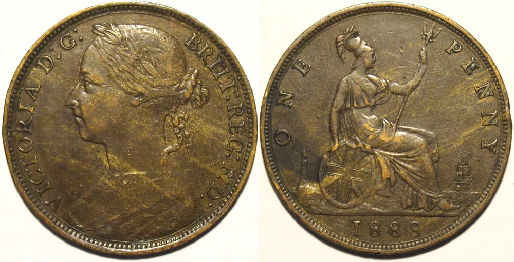 Victoria - One Penny 1888 - Kingdom of Great Britain monnaies monde royaume uni victoria one penny 1888 kingdom of great britain