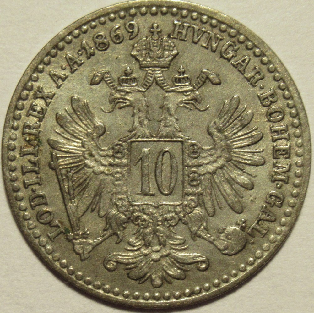 Franz Joseph I - 10 Kreuzer 1869, Wien - Austrian Empire monnaies monde autriche franz joseph i 10 kreuzer 1869 wien austrian empire
