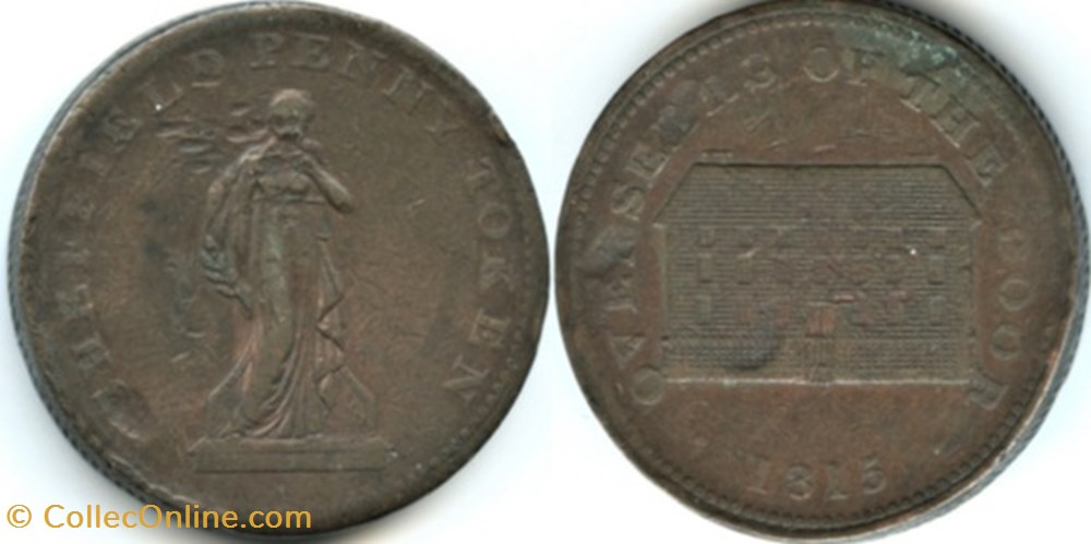 monnaies monde royaume uni 1815 one penny token sheffield workhouse