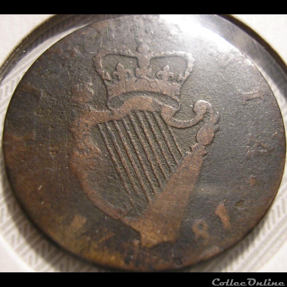 1781 Half Penny, Hibernia - George III of Great Britain 2 monnaie monde irlande 1781 half penny hibernia george iii of great britain