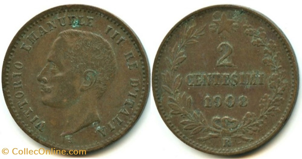 monnaies monde italie 1908 regno italia 2 centesimi roma vittorio emanuele iii ex 2