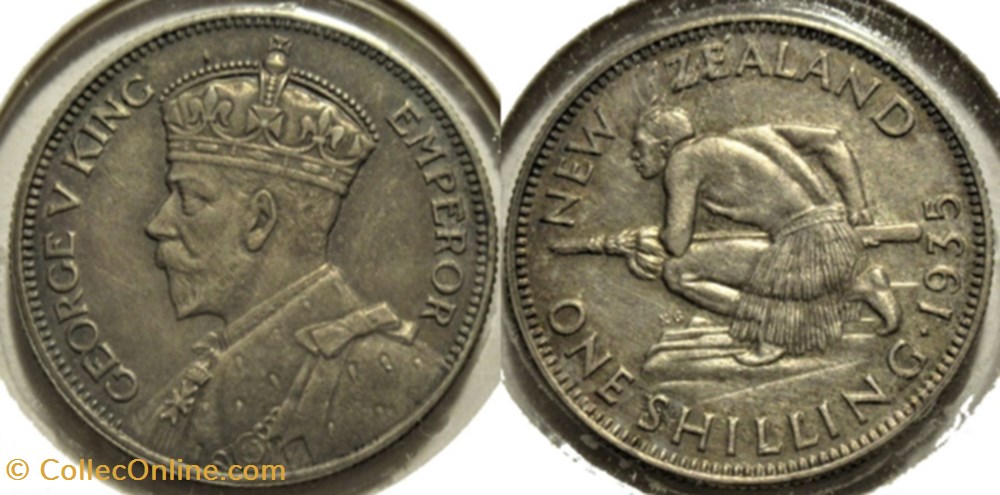 George V - One Shilling 1935 - New Zealand monnaies monde nouvelle zelande george v one shilling 1935 new zealand