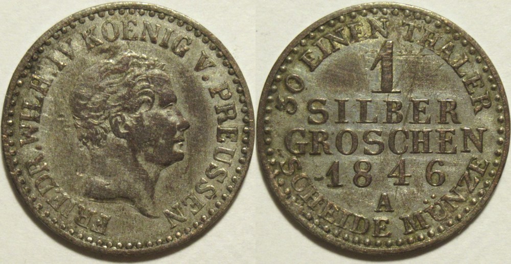 monnaies europe medievale saint empire romain germanique friedrich wilhelm iv 1 silbergroschen 1846 berlin kingdom of prussia