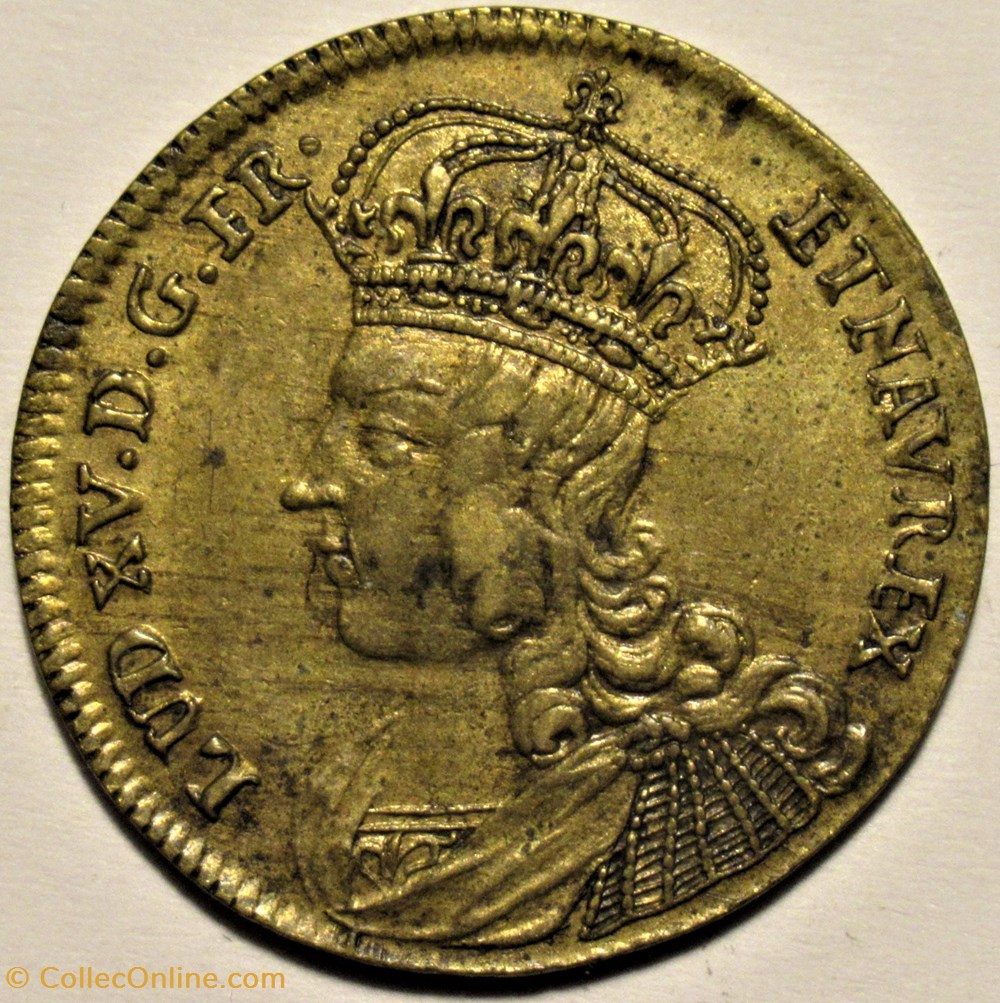 Louis XV - ca.1722, Jeton "Apollon terrassant le dragon" monnaies paranumismatique jetons poids louis xv ca 1722 jeton apollon terrassant le dragon
