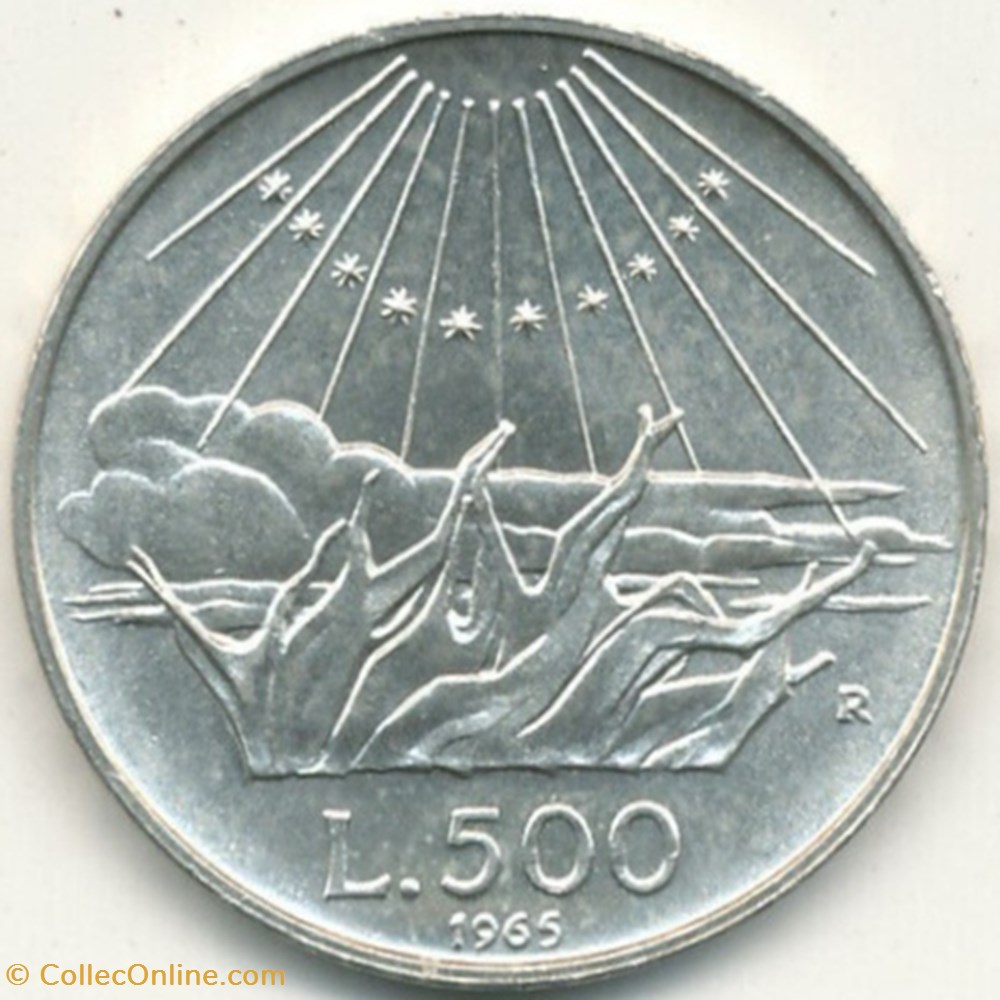 monnaies monde italie italia 500 lire 1965 roma dante alighieri