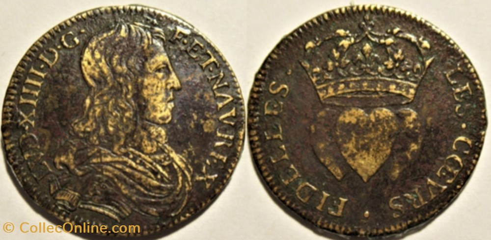 Louis XIV - 1660, Jeton "Les Coeurs Fidèles" - la Triple Alliance monnaies paranumismatique jetons poids louis xiv 1660 jeton les coeurs fideles la triple alliance