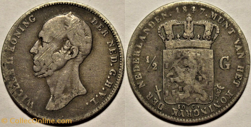 Willem II of Nederland - ½ Gulden 1847 monnaies monde pays bas willem ii of nederland gulden 1847