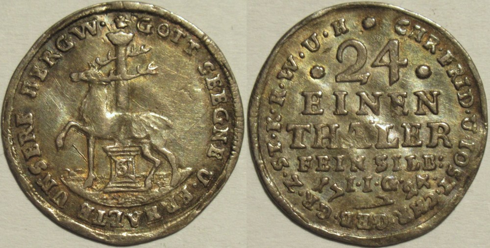Christoph Friedrich & Jost Christian - 1/24 Thaler 1724 - County of Stolberg monnaies monde allemagne christoph friedrich jost christian 1 24 thaler 1724 county of stolberg