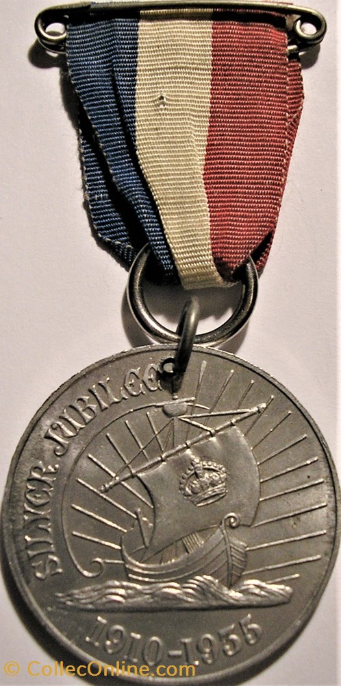 George V & Mary - 1935 Silver Jubilee Medal, Ship - UK 5 medaille royaume uni george v mary 1935 silver jubilee medal ship uk
