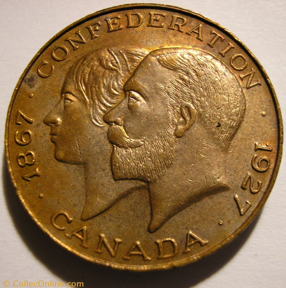 George V & Mary - 60th Confederation of Canada - Token 1867-1927 2 monnaie jeton mereaux george v mary 60th confederation of canada token 1867 1927