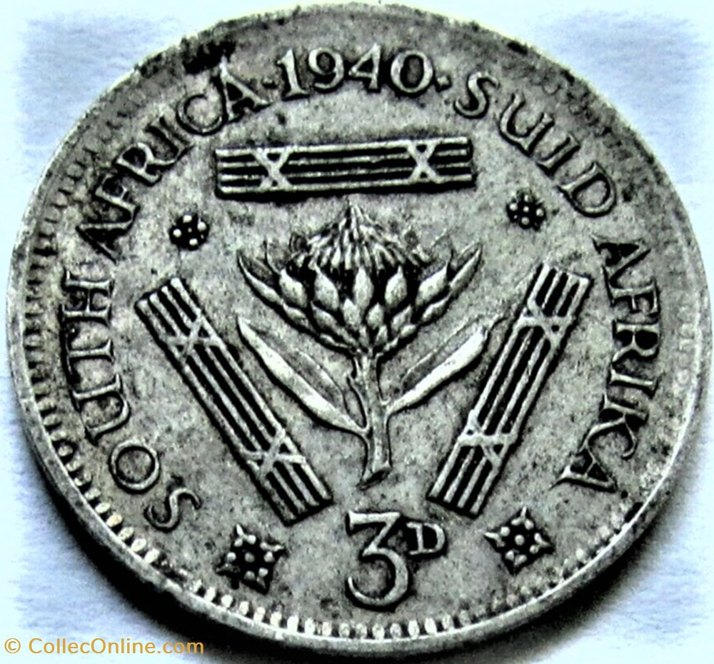 George VI - 3 Pence 1940 - South Africa 3 monnaies monde afrique du sud george vi 3 pence 1940 south africa