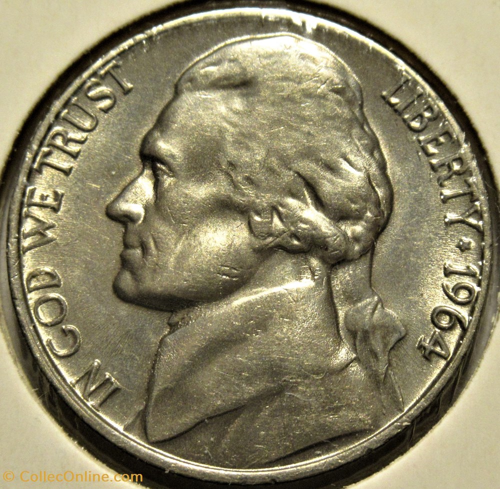 1964 Five Cents Jefferson, Philadelphia (1st Portrait) 2 monnaies monde etats unis 1964 five cents jefferson philadelphia 1st portrait