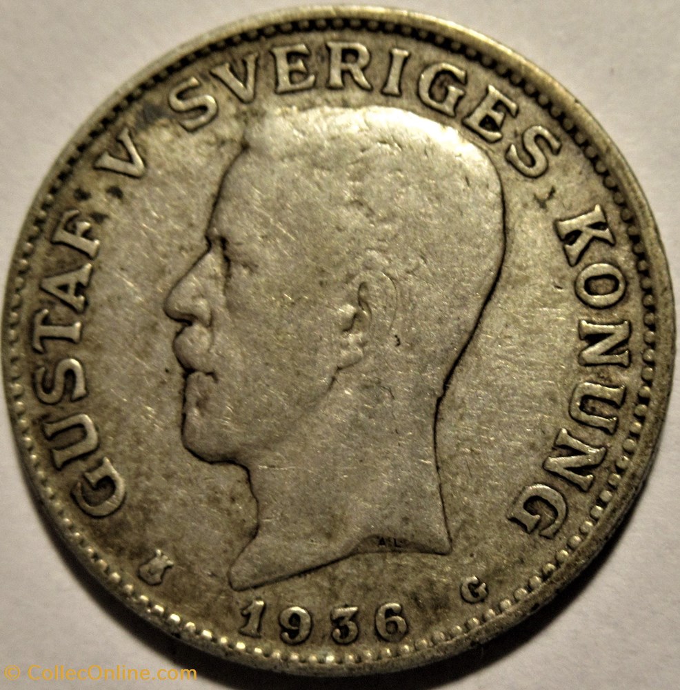 monnaies monde suede gustaf v of sweden 1 krona 1936