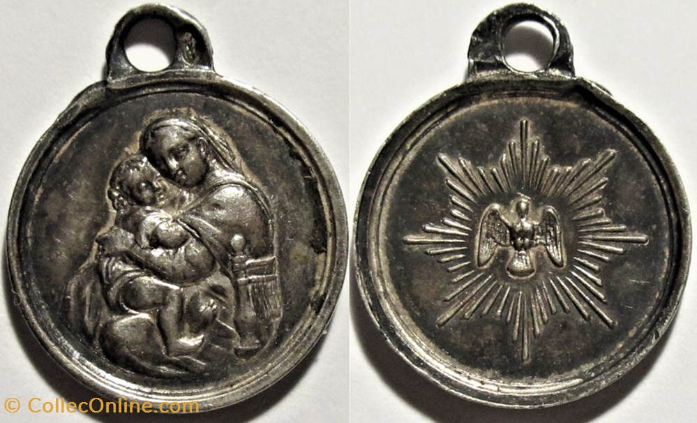 medailles religieuses medalet virgin mary and child jesus holy spirit xixe